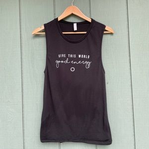 Give This World Good Energy Black Tank Top - Size Small